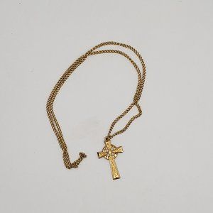 Gold Tone Pewter Religious Medallion